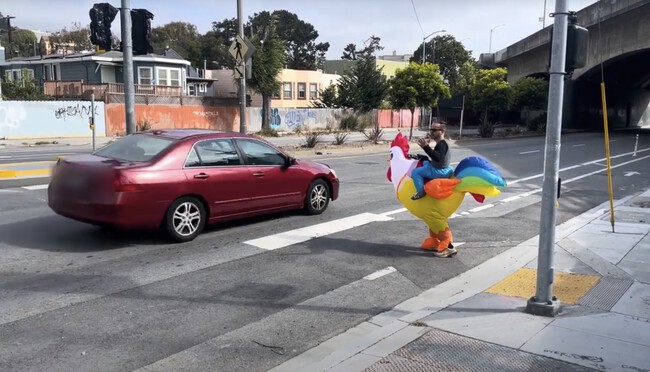 La peculiar lucha contra los atropellos: ¿puede un disfraz de pollo salvar vidas en las calles de EE. UU.?