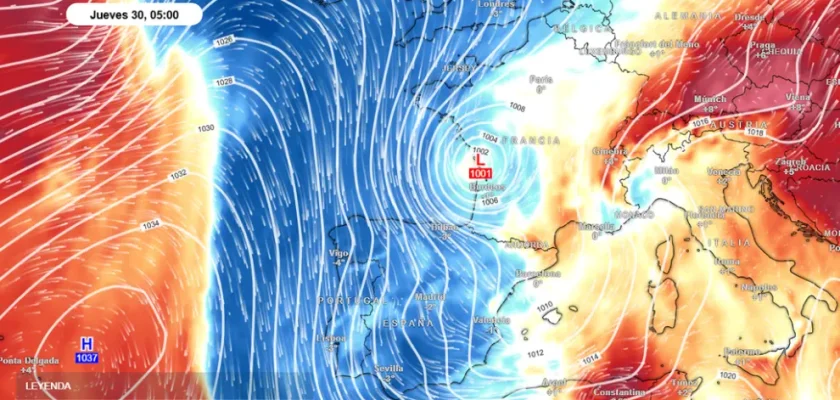 La llegada de la borrasca Herminia: un camino cubierto de lluvia, viento y nieve