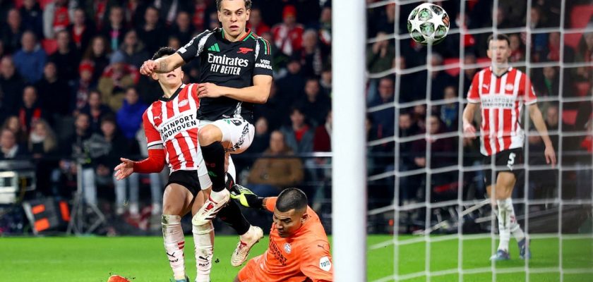 Arsenal destroza al PSV en una noche memorable de la Liga de Campeones